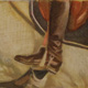 watercolour painting of a horse and riders boots